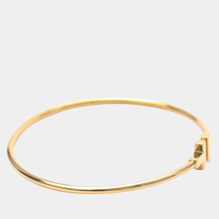 Pre Owned Tiffany & Co. T Wire 18K Rose Gold Narrow Bracelet