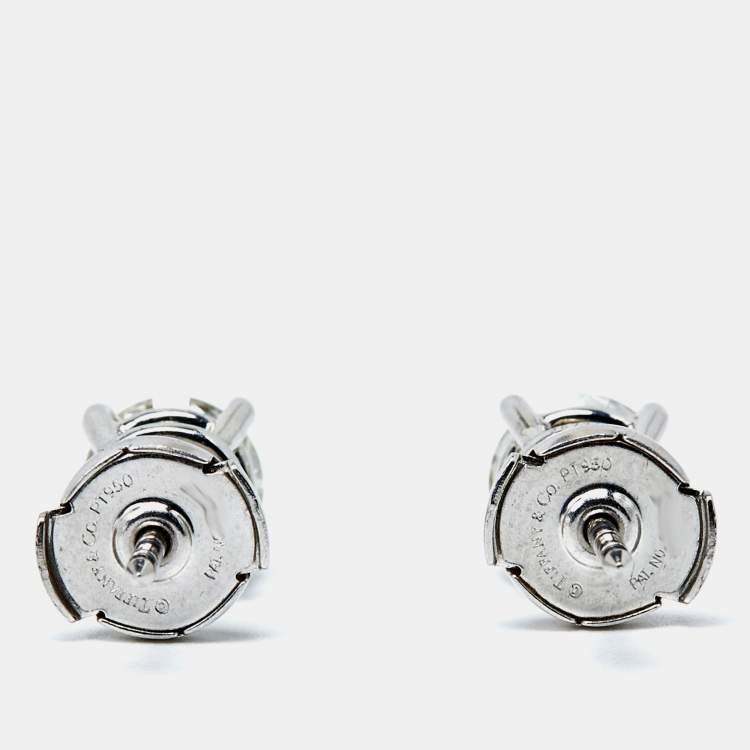 Pre Owned Tiffany & Co. Solitare 2.04 Ct Diamonds Platinum Stud Earrings