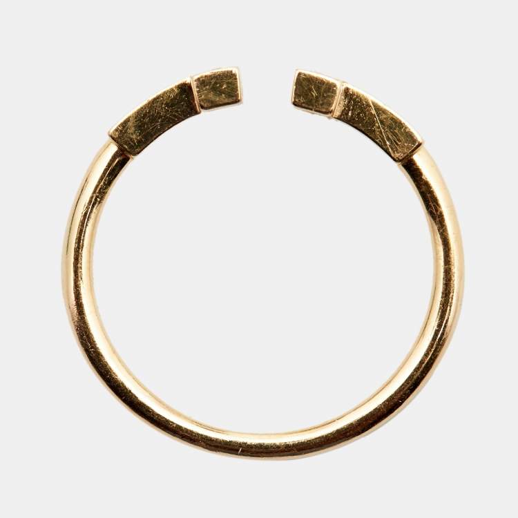 Pre Owned Tiffany & Co. Tiffany T Wire Diamonds 18k Rose Gold Ring Size 53