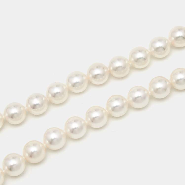 Pre Owned Tiffany & Co. Signature X Cultured Pearl 18k White Gold Necklace