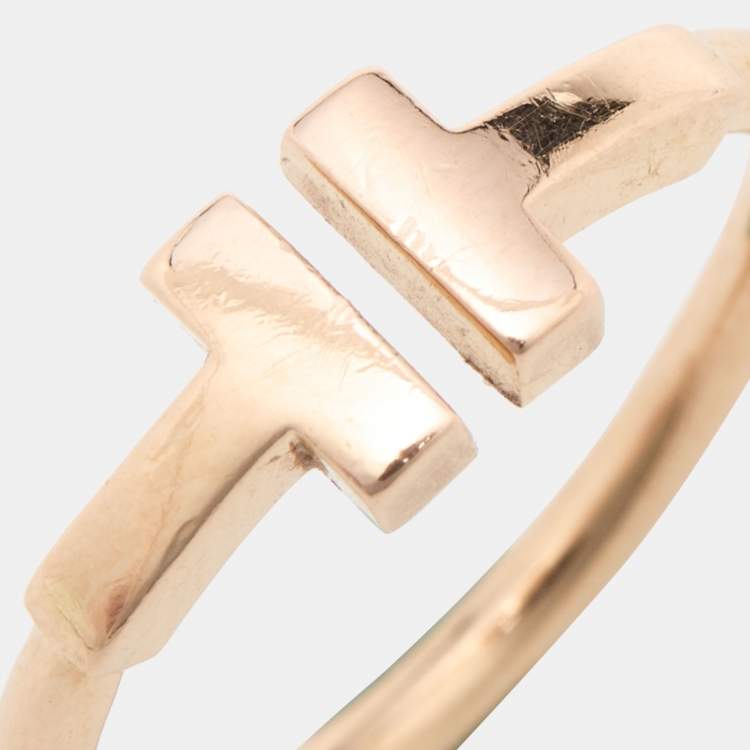Pre Owned Tiffany & Co. Tiffany T Wire 18k Rose Gold Ring Size 48