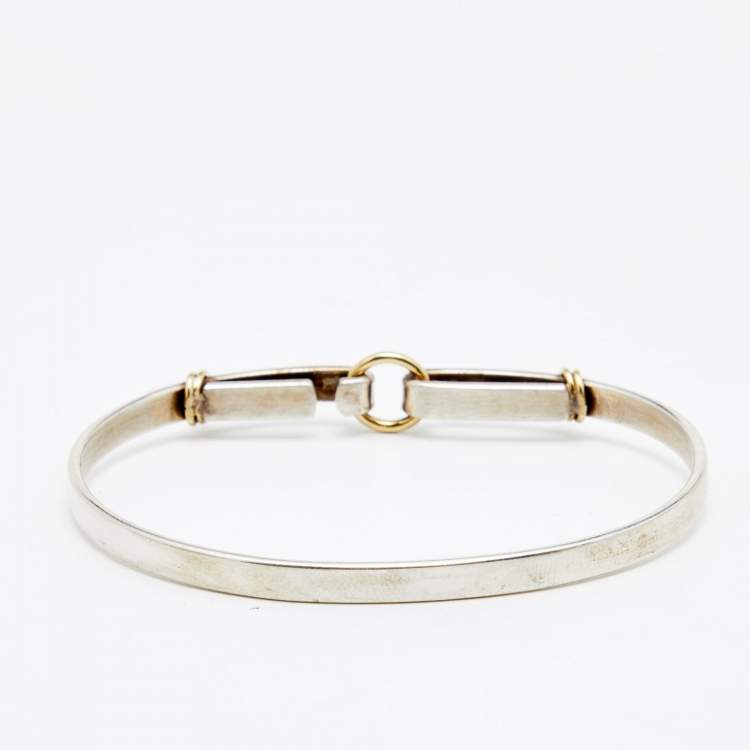 Pre Owned Tiffany & Co. Hook Eye Sterling Silver 18k Yellow Gold Bracelet