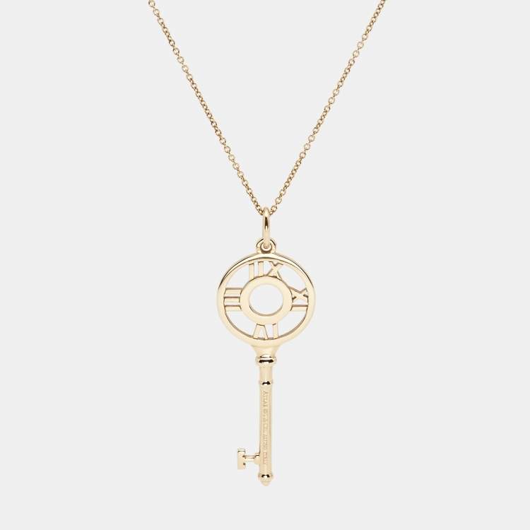 Pre Owned Tiffany & Co. Atlas Diamond 18k Rose Gold Pendant Necklace