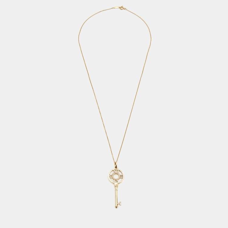 Pre Owned Tiffany & Co. Atlas Diamond 18k Rose Gold Pendant Necklace