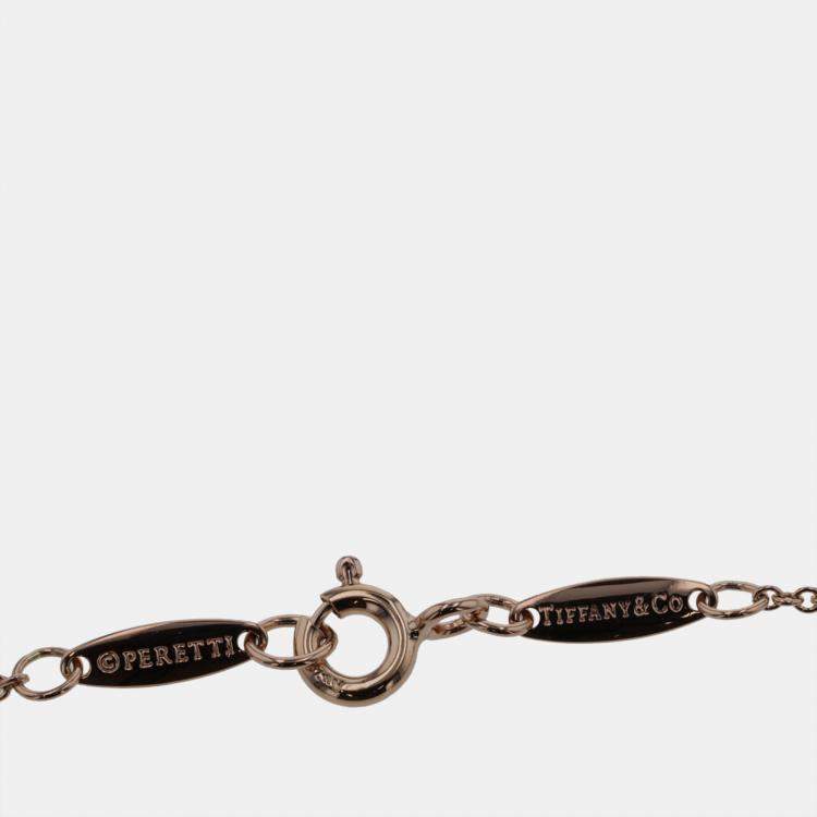 Pre Owned Tiffany & Co. Elsa Peretti Open Heart 18K Rose Gold Diamond Necklace