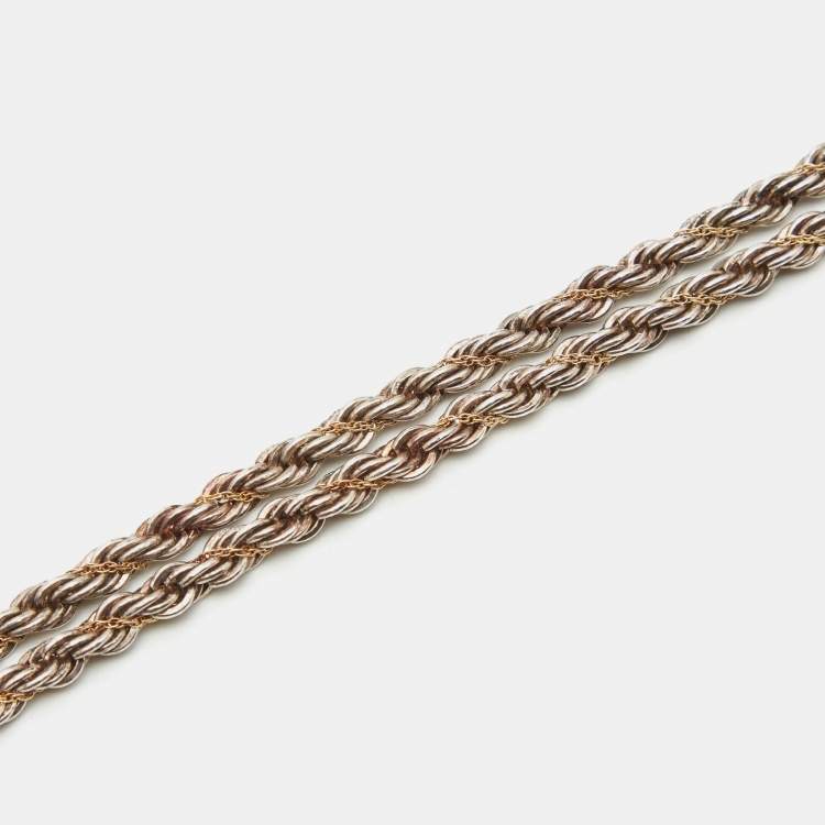 Pre Owned Tiffany & Co. Twisted Rope 18K Yellow Gold Silver Chain Necklace