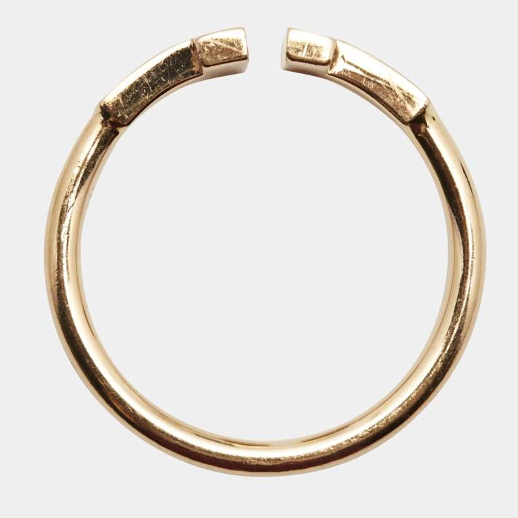 Pre Owned Tiffany & Co. Tiffany T Wire Diamond 18k Rose Gold Ring Size 53