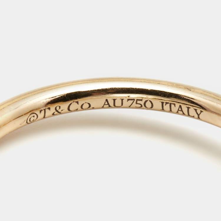 Pre Owned Tiffany & Co. Tiffany T Wire Diamond 18k Rose Gold Ring Size 53