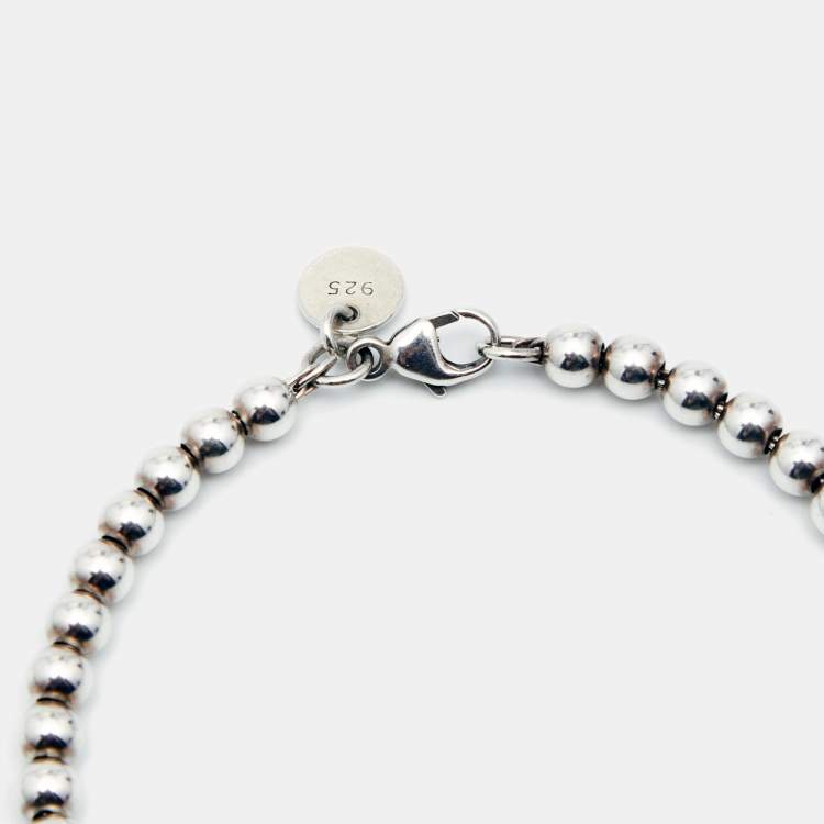 Pre Owned Tiffany & Co. Return to Tiffany Heart 18k Rose Gold Sterling Silver Bead Bracelet  