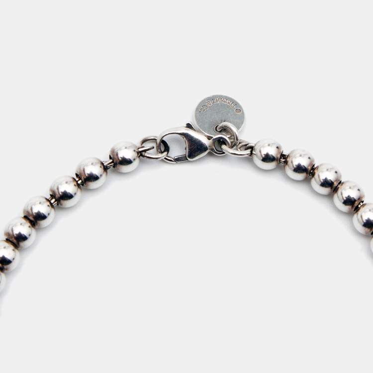 Pre Owned Tiffany & Co. Return to Tiffany Heart 18k Rose Gold Sterling Silver Bead Bracelet  