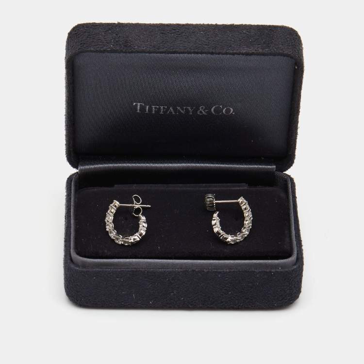 Pre Owned Tiffany & Co. Inside-Out Diamond Platinum Hoop Earrings
