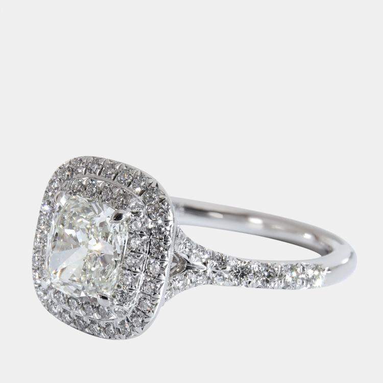 Pre Owned Tiffany & Co. Soleste Engagement Ring in  Platinum H VVS2 1.5 CTW Ring EU 50
