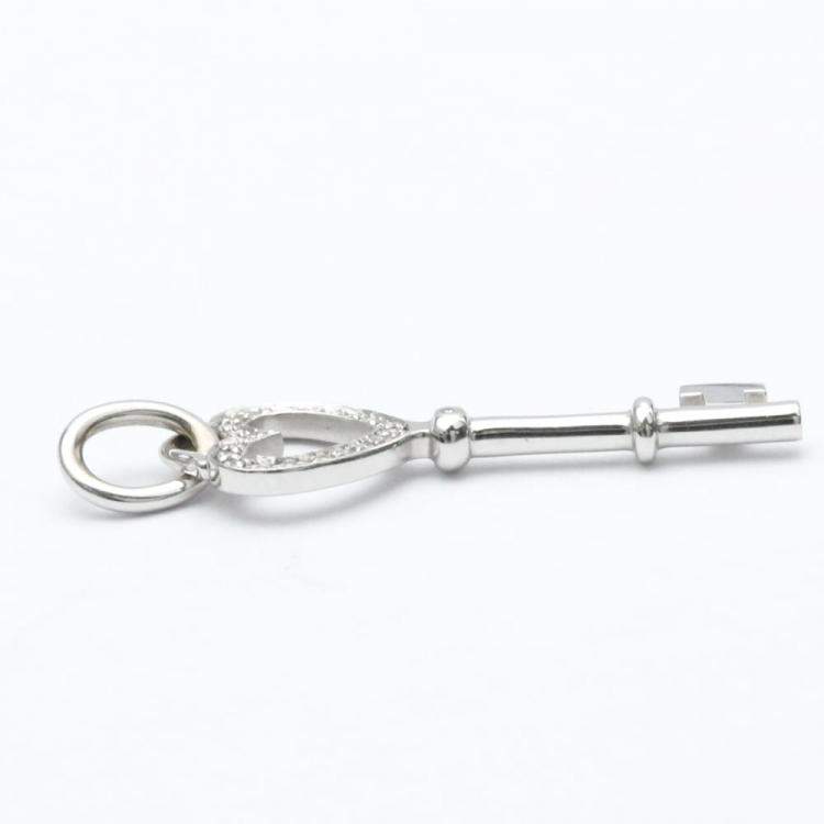 Pre Owned Tiffany & Co. Heart Keys 18K White Gold Diamond Charms and Pendants