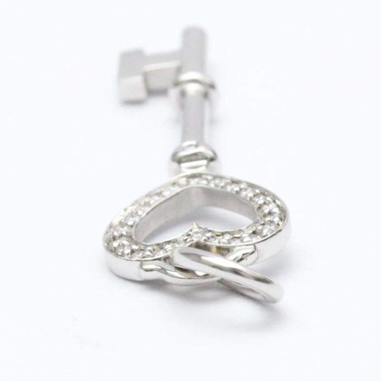 Pre Owned Tiffany & Co. Heart Keys 18K White Gold Diamond Charms and Pendants