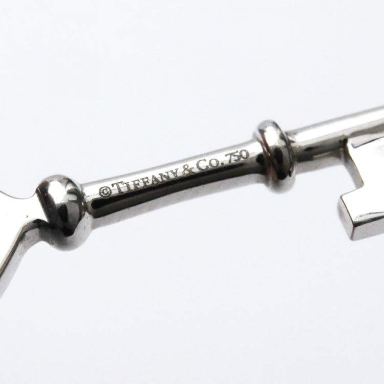 Pre Owned Tiffany & Co. Heart Keys 18K White Gold Diamond Charms and Pendants