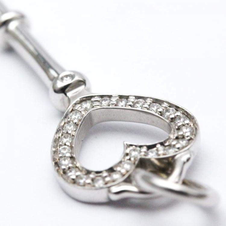 Pre Owned Tiffany & Co. Heart Keys 18K White Gold Diamond Charms and Pendants