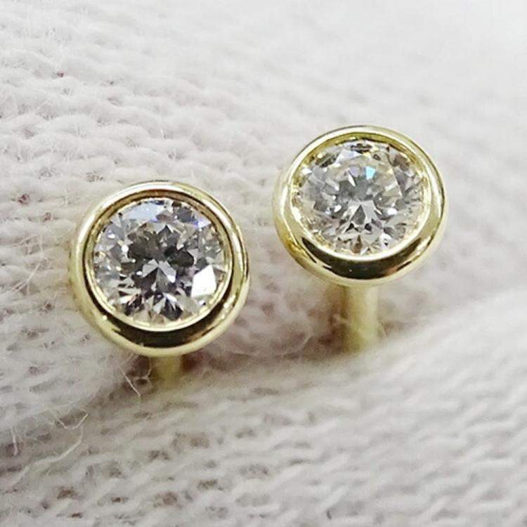 Pre Owned Tiffany & Co. Elsa Peretti Diamonds by the Yard 18K Yellow Gold Diamond Earrings