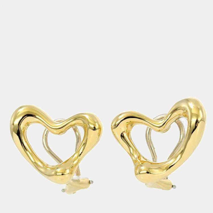 Tiffany & Co. Elsa Peretti Open Heart Clip On 18K Yellow Gold Earrings ...