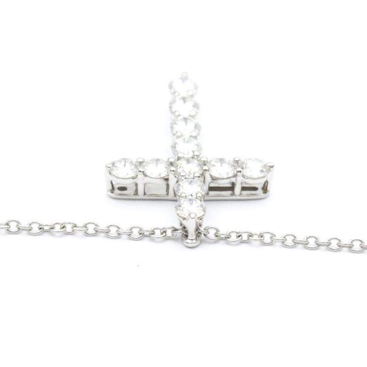 Pre Owned Tiffany & Co. Cross Small Platinum Diamond Necklace