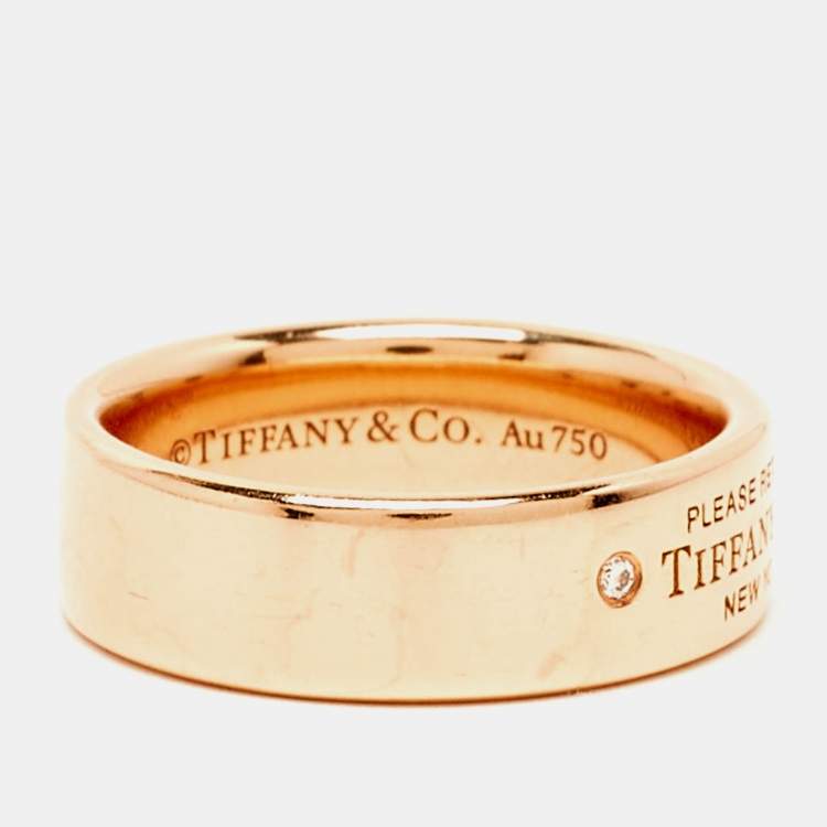 Pre Owned Tiffany & Co. Return To Tiffany Diamond 18k Rose Gold Ring Size 53 