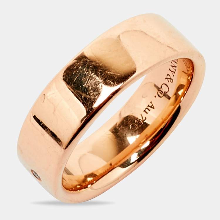 Pre Owned Tiffany & Co. Return To Tiffany Diamond 18k Rose Gold Ring Size 53 
