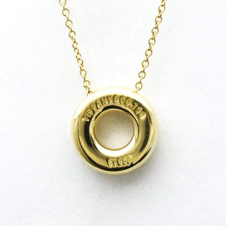 Pre Owned Tiffany & Co. Etoile Circle 18K Yellow Gold Platinum Diamond Necklace 