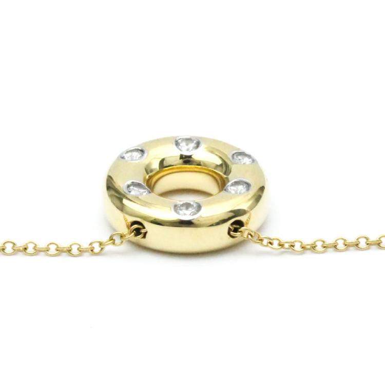 Pre Owned Tiffany & Co. Etoile Circle 18K Yellow Gold Platinum Diamond Necklace 