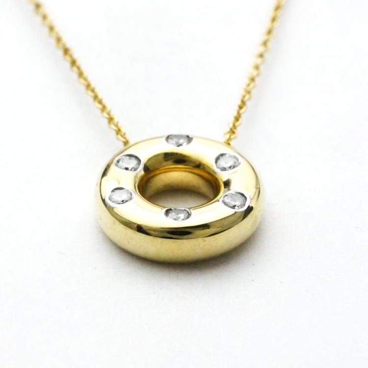 Pre Owned Tiffany & Co. Etoile Circle 18K Yellow Gold Platinum Diamond Necklace 