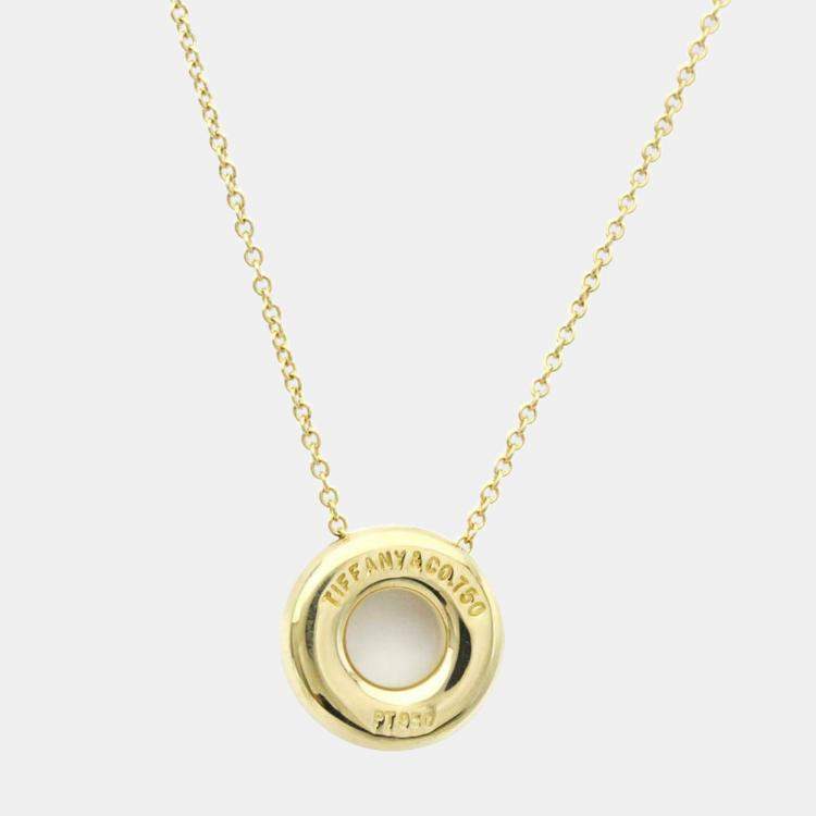 Pre Owned Tiffany & Co. Etoile Circle 18K Yellow Gold Platinum Diamond Necklace 