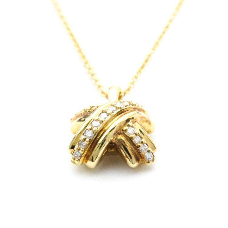 Pre Owned Tiffany & Co. Signature X 18K Yellow Gold Diamond Necklace