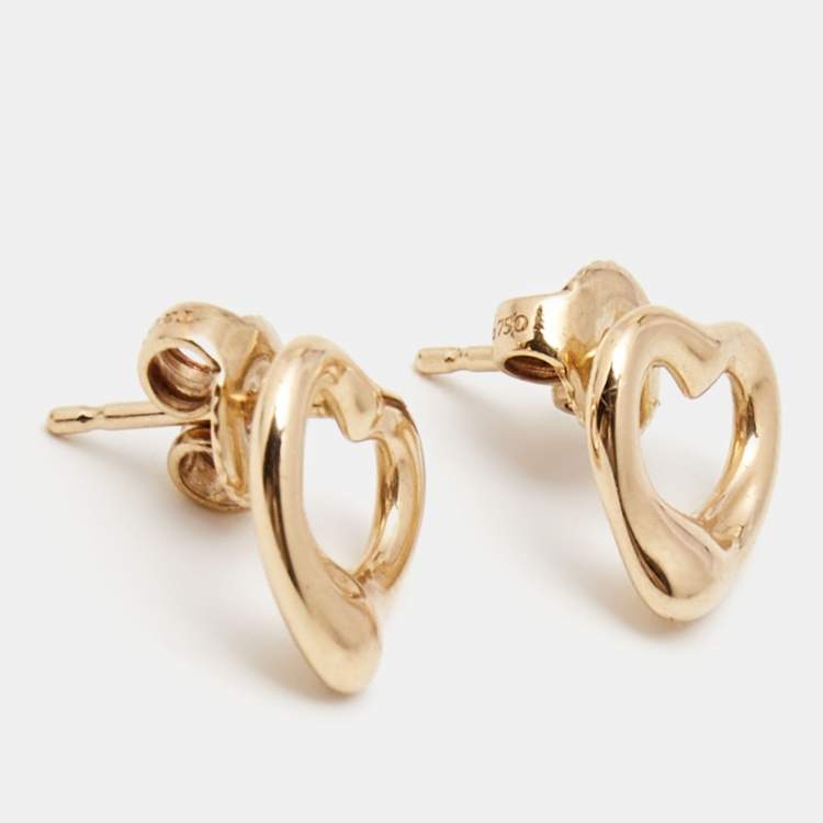 Pre Owned Tiffany & Co. Elsa Peretti  Open Heart 18k Rose Gold Earrings