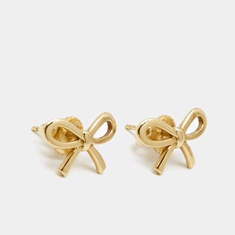 Fabulous Tiffany & Co. Tourmaline Bow Earrings 18K Yellow Gold/ Platinum