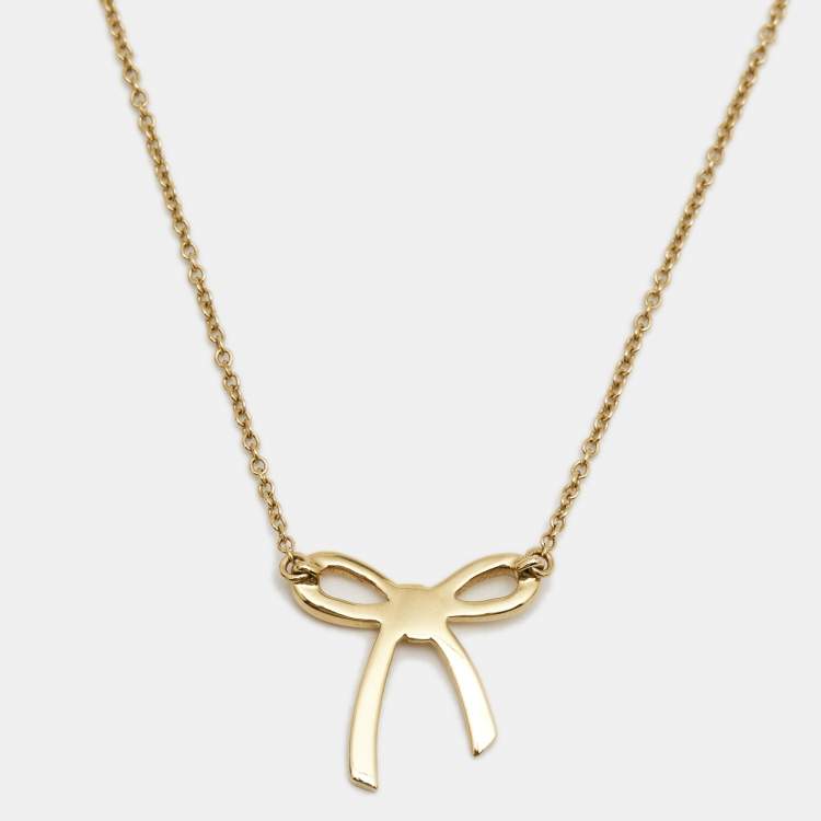 Pre Owned Tiffany & Co. Tiffany Bow 18k Yellow Gold Chain Necklace