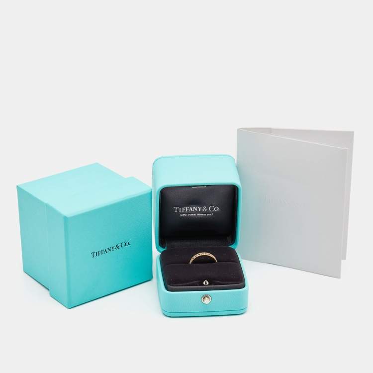 Pre Owned Tiffany & Co. Tiffany T True Diamonds 18k Rose Gold Narrow Ring Size 51