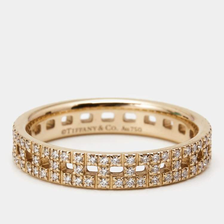 Pre Owned Tiffany & Co. Tiffany T True Diamonds 18k Rose Gold Narrow Ring Size 51