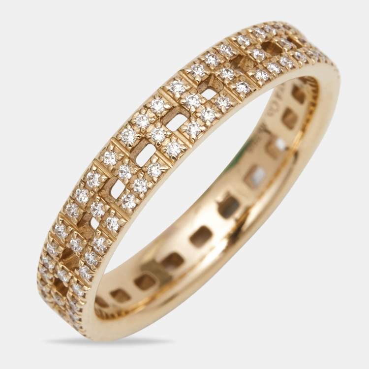 Pre Owned Tiffany & Co. Tiffany T True Diamonds 18k Rose Gold Narrow Ring Size 51