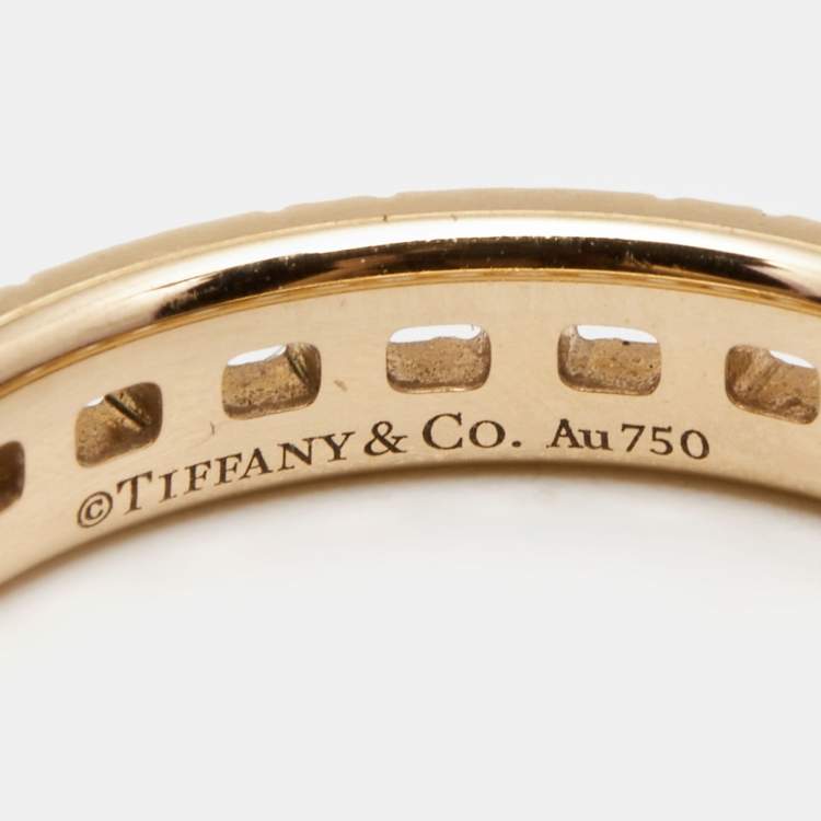 Pre Owned Tiffany & Co. Tiffany T True Diamonds 18k Rose Gold Narrow Ring Size 51