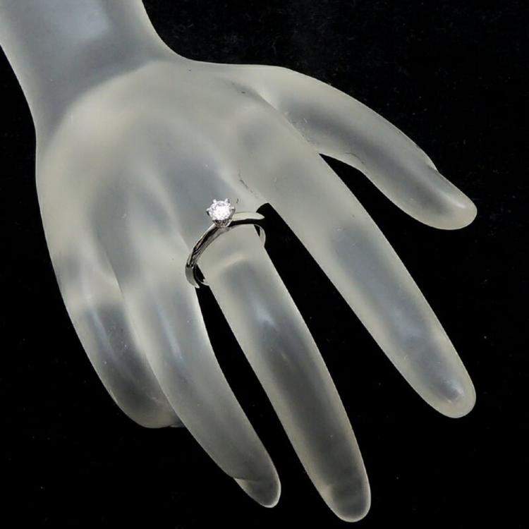 Pre Owned Tiffany & Co. Tiffany Setting Platinum Diamond Ring EU 45