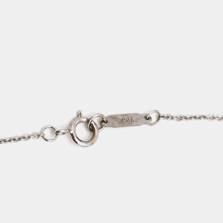 Pre Owned Tiffany & Co. Heart Lock Diamonds 18k White Gold Pendant Necklace