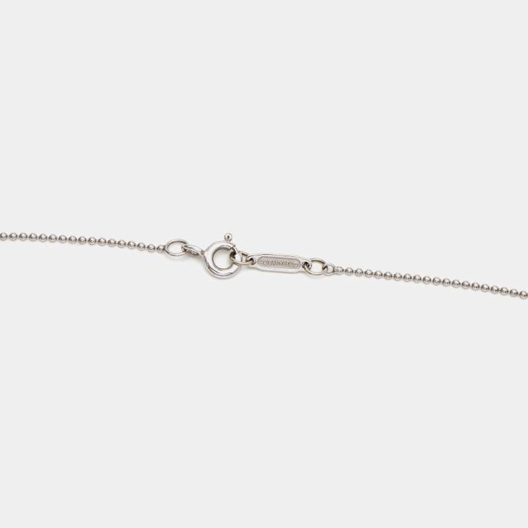 Pre Owned Tiffany & Co. Crown Mini Key Diamonds 18k White Gold Pendant Necklace