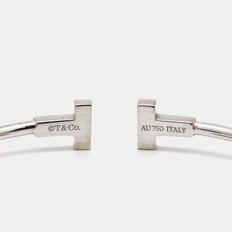 Pre Owned Tiffany & Co. Tiffany T 18k White Gold Narrow Bracelet 