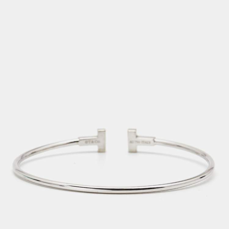 Pre Owned Tiffany & Co. Tiffany T 18k White Gold Narrow Bracelet 