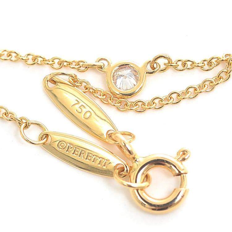 Pre Owned Tiffany & Co. Elsa Peretti Diamonds By The Yard 18K Yellow Gold Diamond Necklace