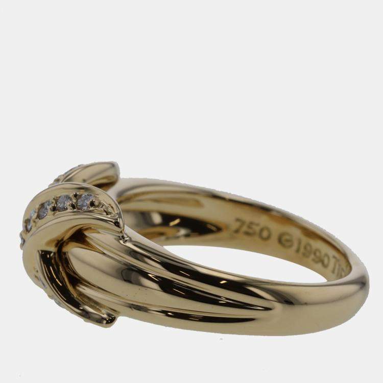 Pre Owned Tiffany & Co. Vintage Signature X 18K Yellow Gold Diamond Ring EU 49