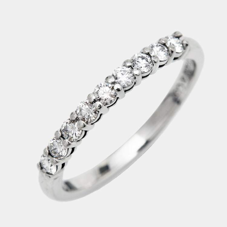Pre Owned Tiffany & Co. Forever Diamonds Platinum Half Eternity Band Ring 51