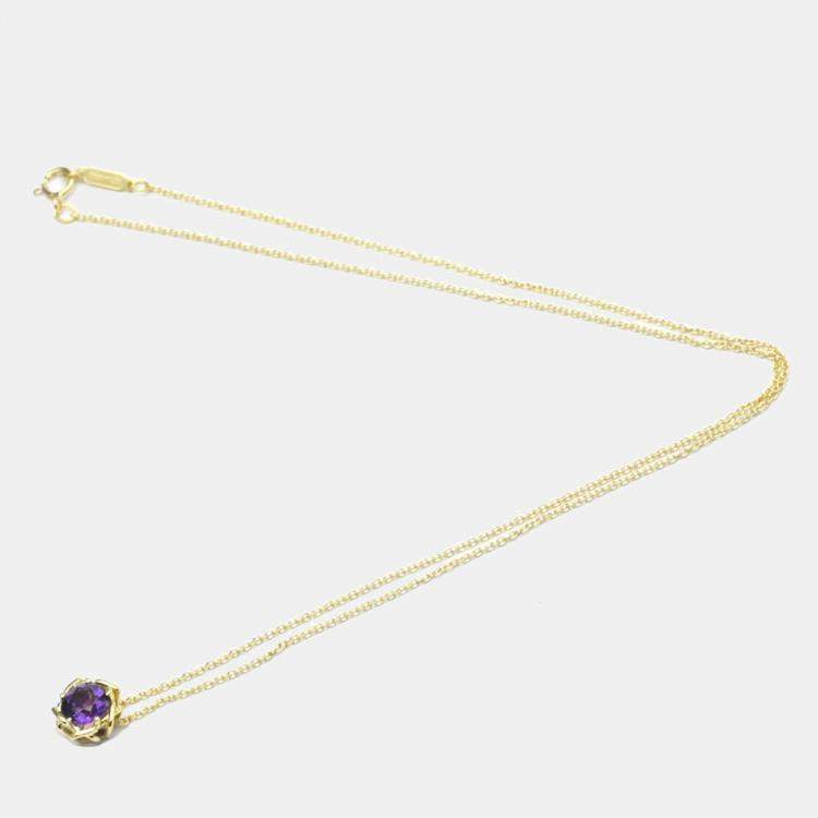 Pre Owned Tiffany & Co. Vintage 18K Yellow Gold Amethyst Necklace