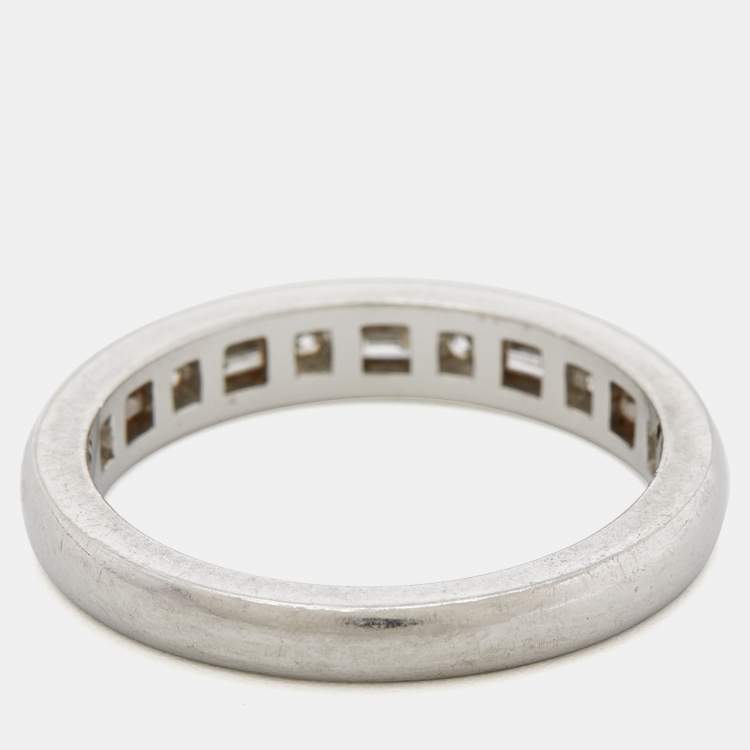 Pre Owned Tiffany & Co. Diamond Round & Baguette Channel Set Platinum Band Ring 53