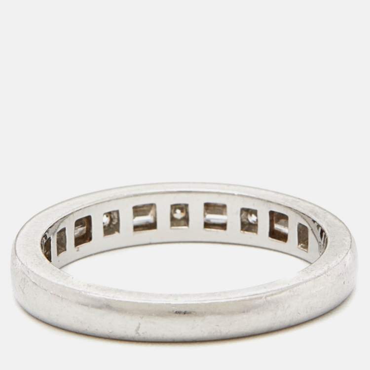 Pre Owned Tiffany & Co. Diamond Round & Baguette Channel Set Platinum Band Ring 53