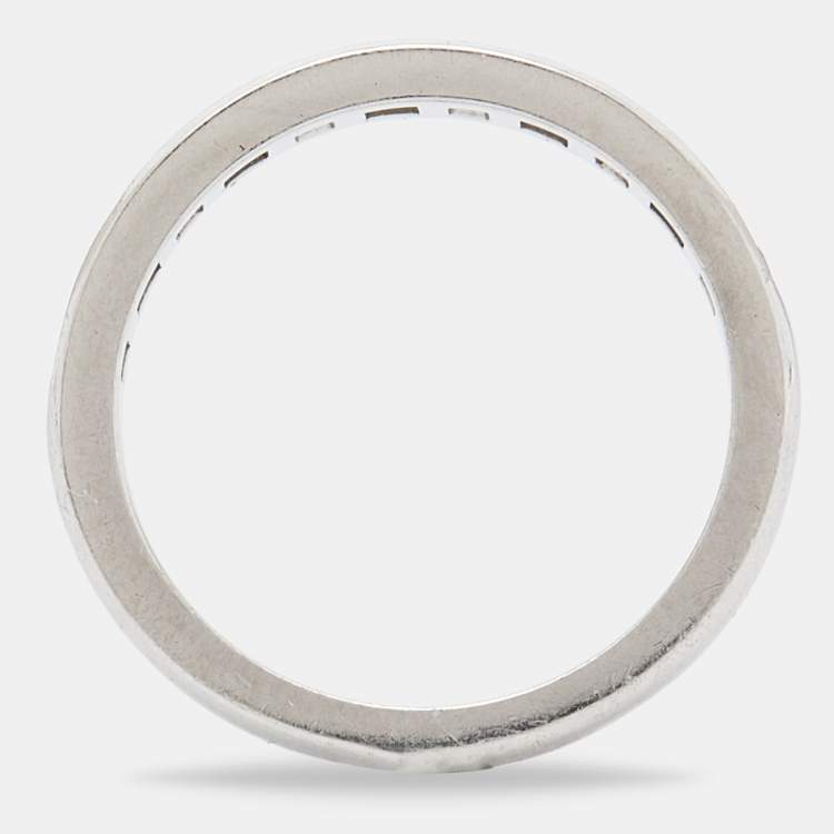 Pre Owned Tiffany & Co. Diamond Round & Baguette Channel Set Platinum Band Ring 53