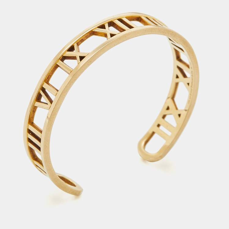 Pre Owned Tiffany & Co. Atlas 18K Yellow Gold Open Cuff Bracelet